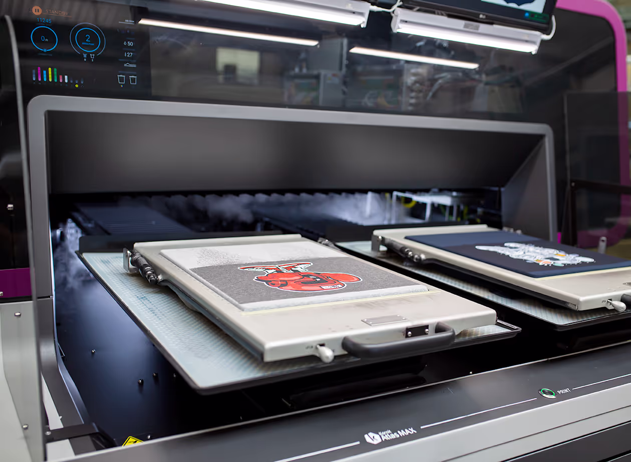Photography of printed T-shirts on printing plates